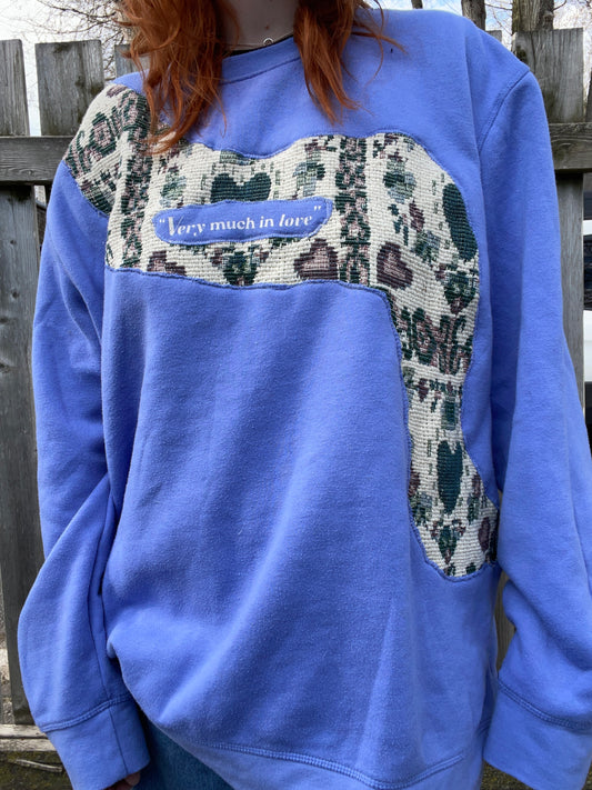 "Very Much In Love" Periwinkle Crewneck - Size XL