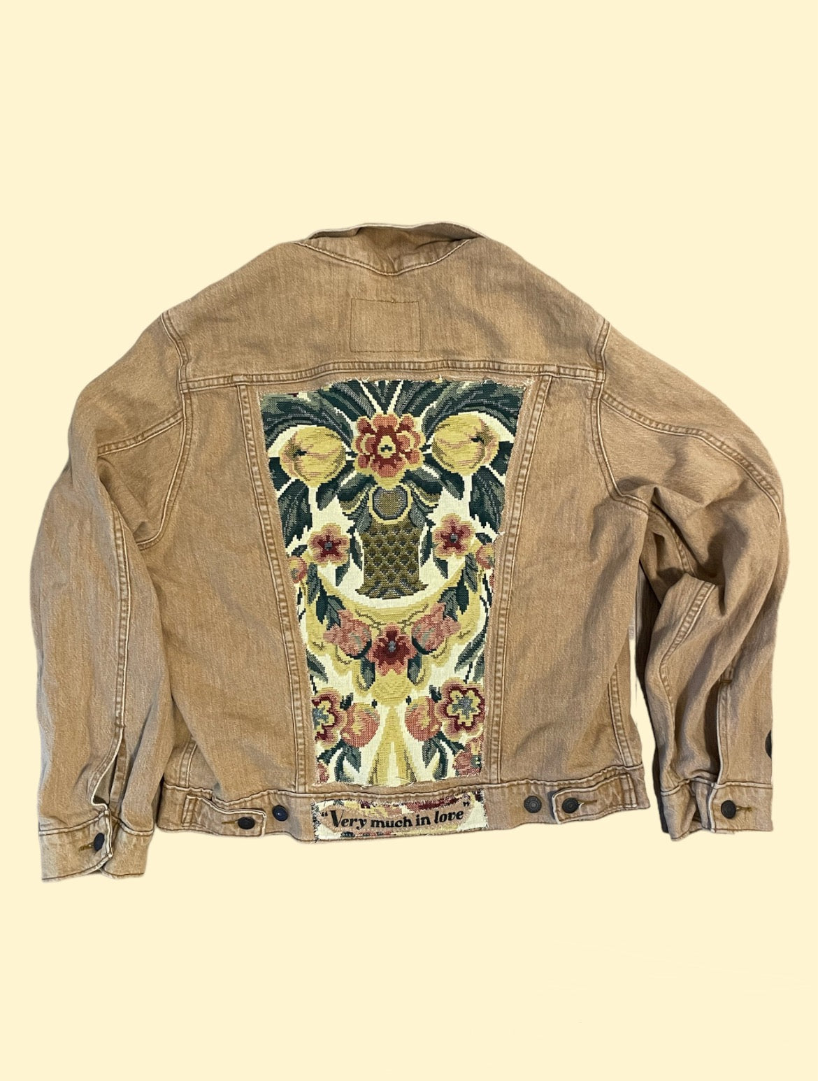 "Very Much In Love" Tan Denim Jacket - Size L