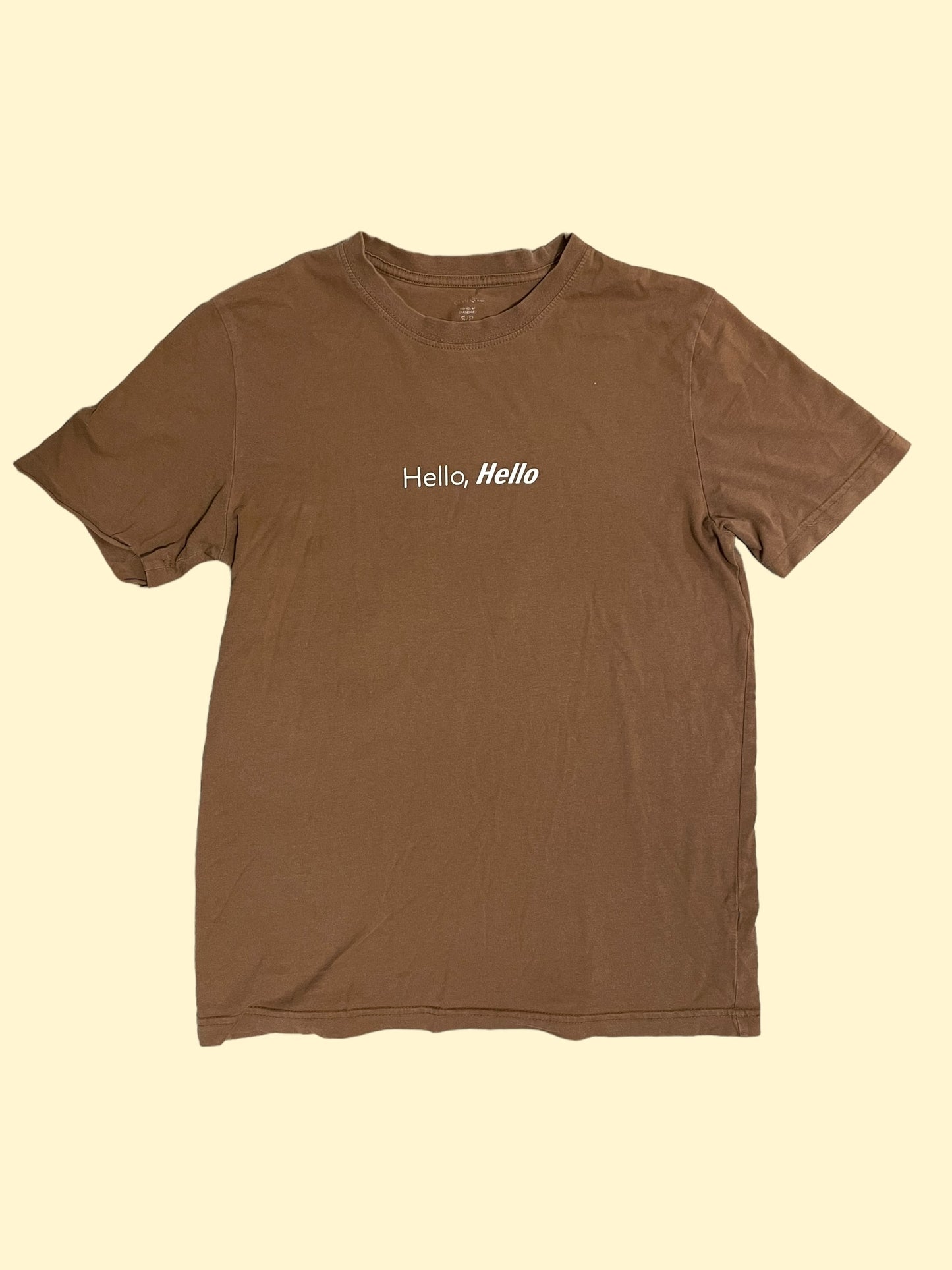 Hello, Hello Brown Tee - Size S