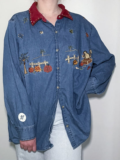 Hello, Hello Denim Button up - Size XL