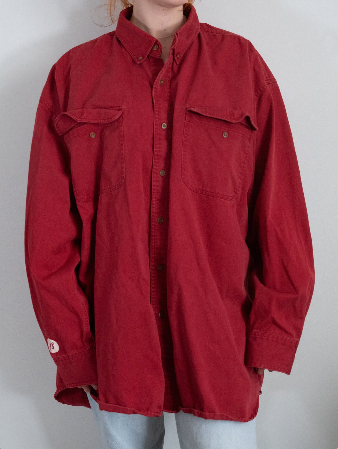 "Very Much In Love" Red Button Up - Size XL