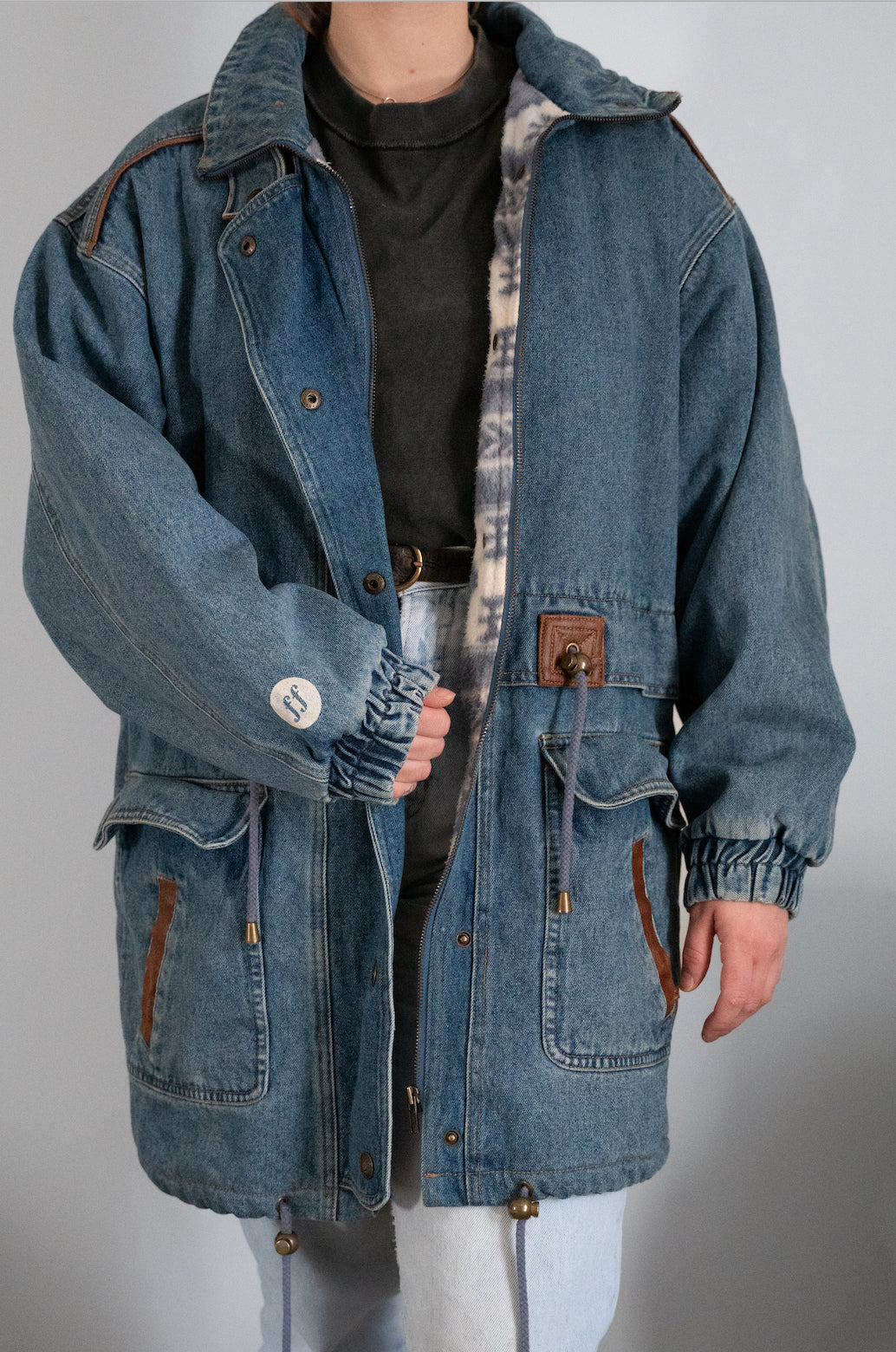 "Very Much In Love" Denim Drawstring Jacket - Size XL