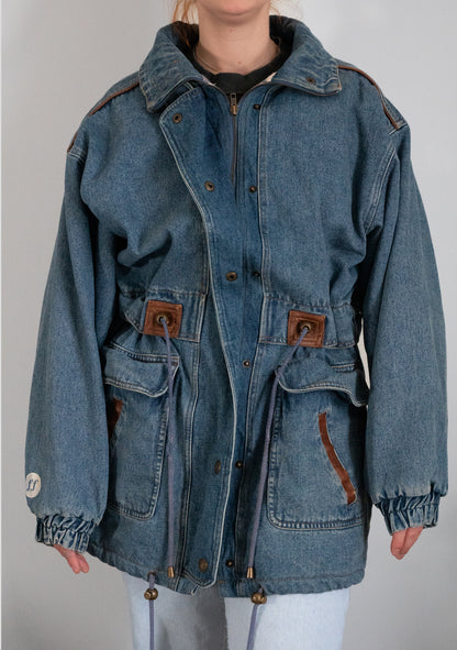 "Very Much In Love" Denim Drawstring Jacket - Size XL