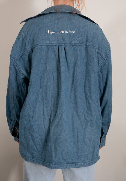 "Very Much In Love" Blue Denim Jacket w/ Fleeecy lining - Size XL