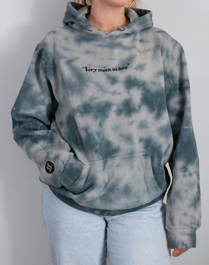 "Very Much In Love" Blue Tie Dye Hoodie - Size XL