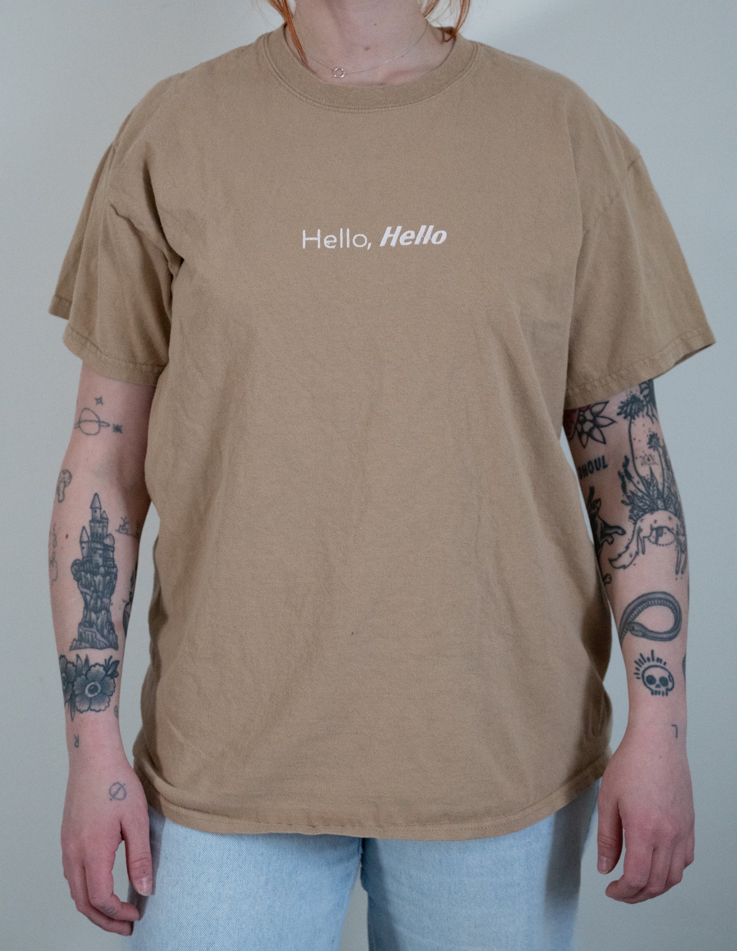 Hello, Hello  Beige Tee - Size L