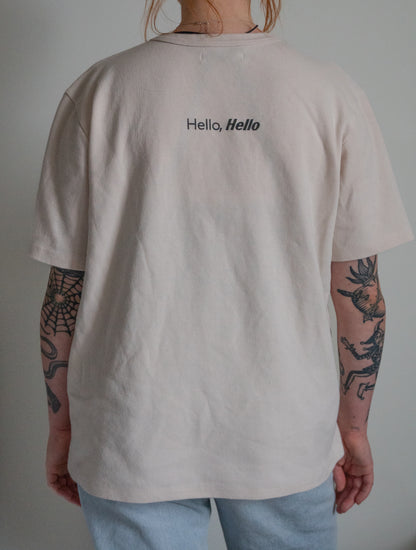 Hello, Hello Beige Tee - Size XL