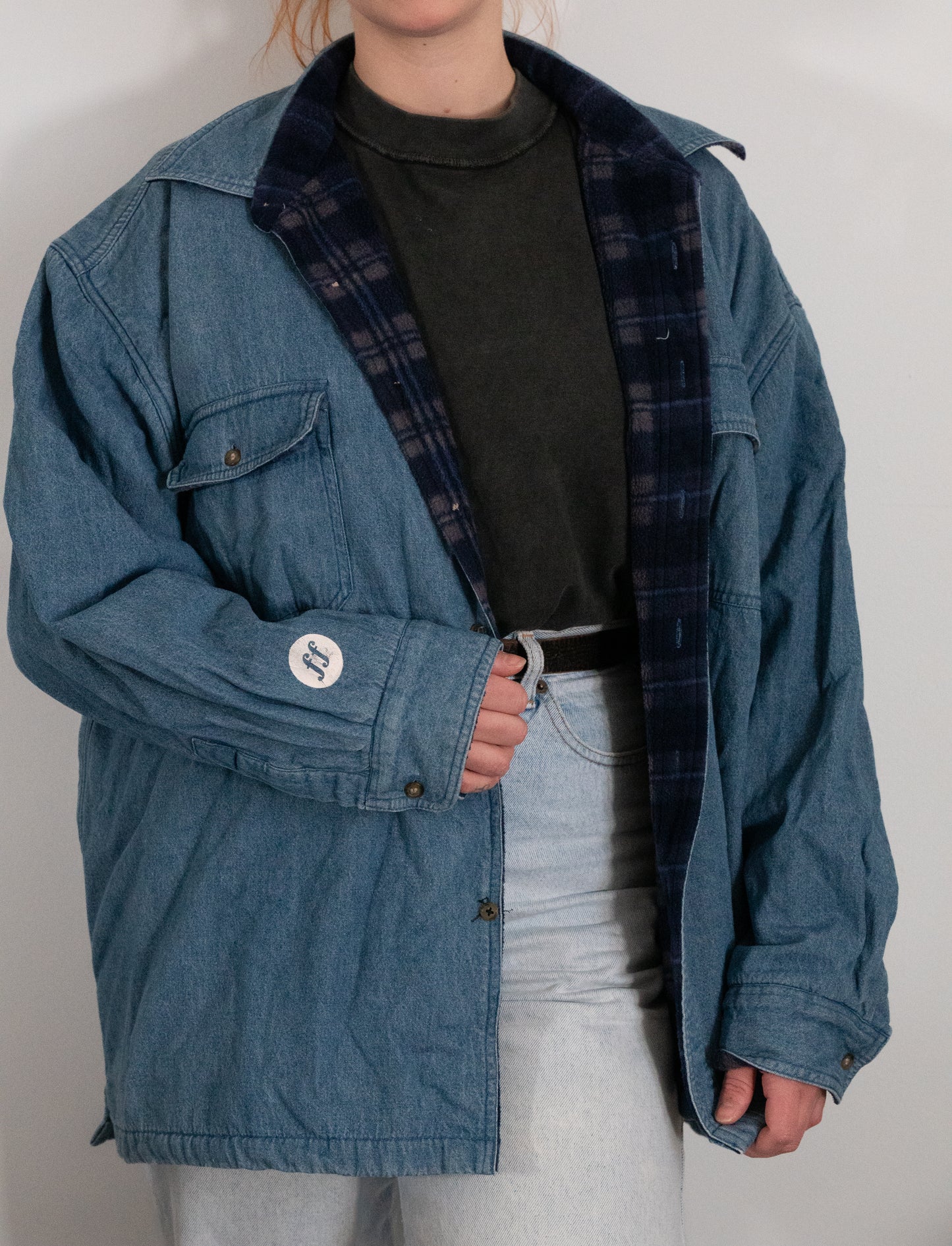 "Very Much In Love" Blue Denim Jacket w/ Fleeecy lining - Size XL