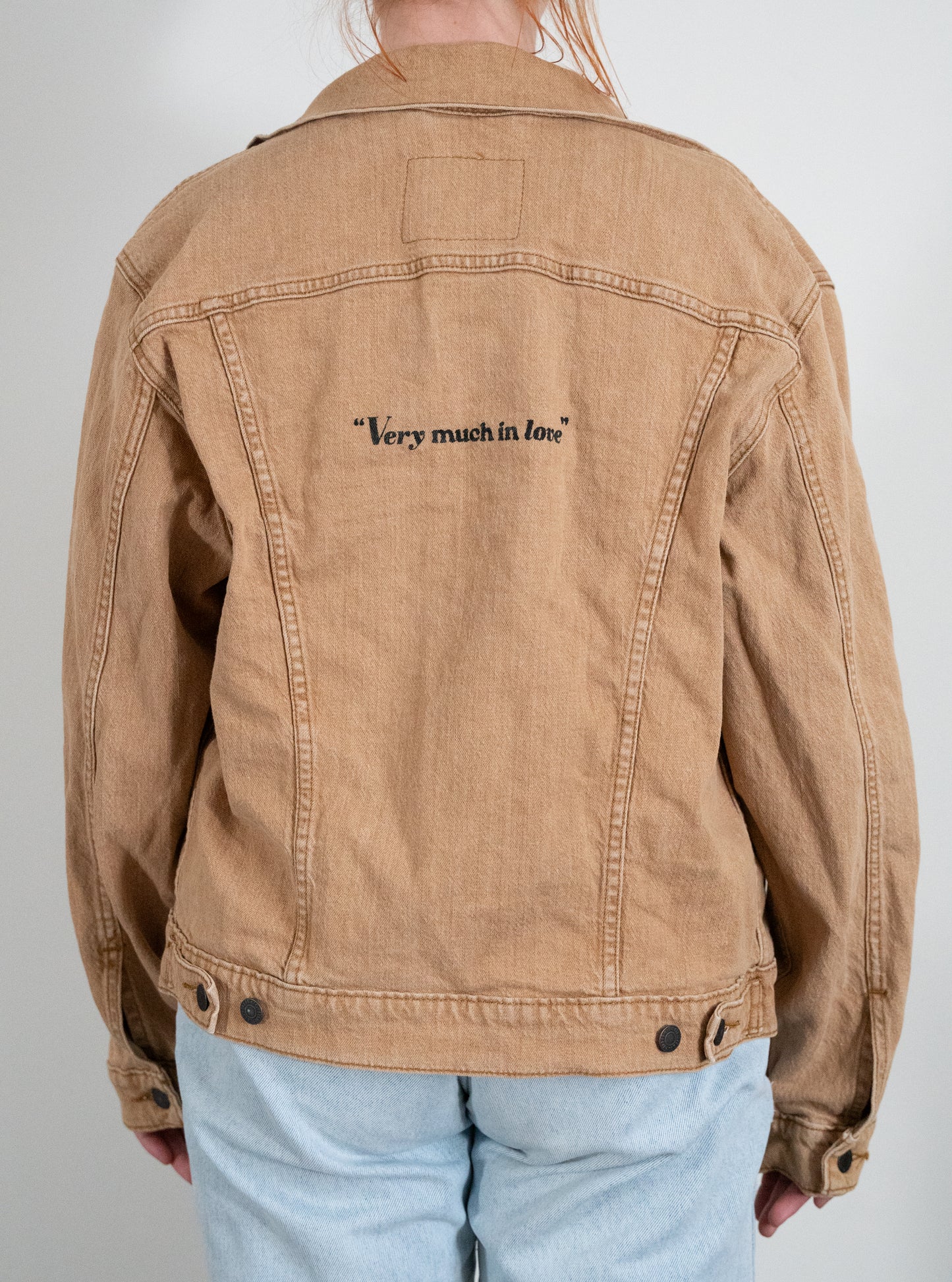 "Very Much In Love" Tan Denim Jacket - Size L