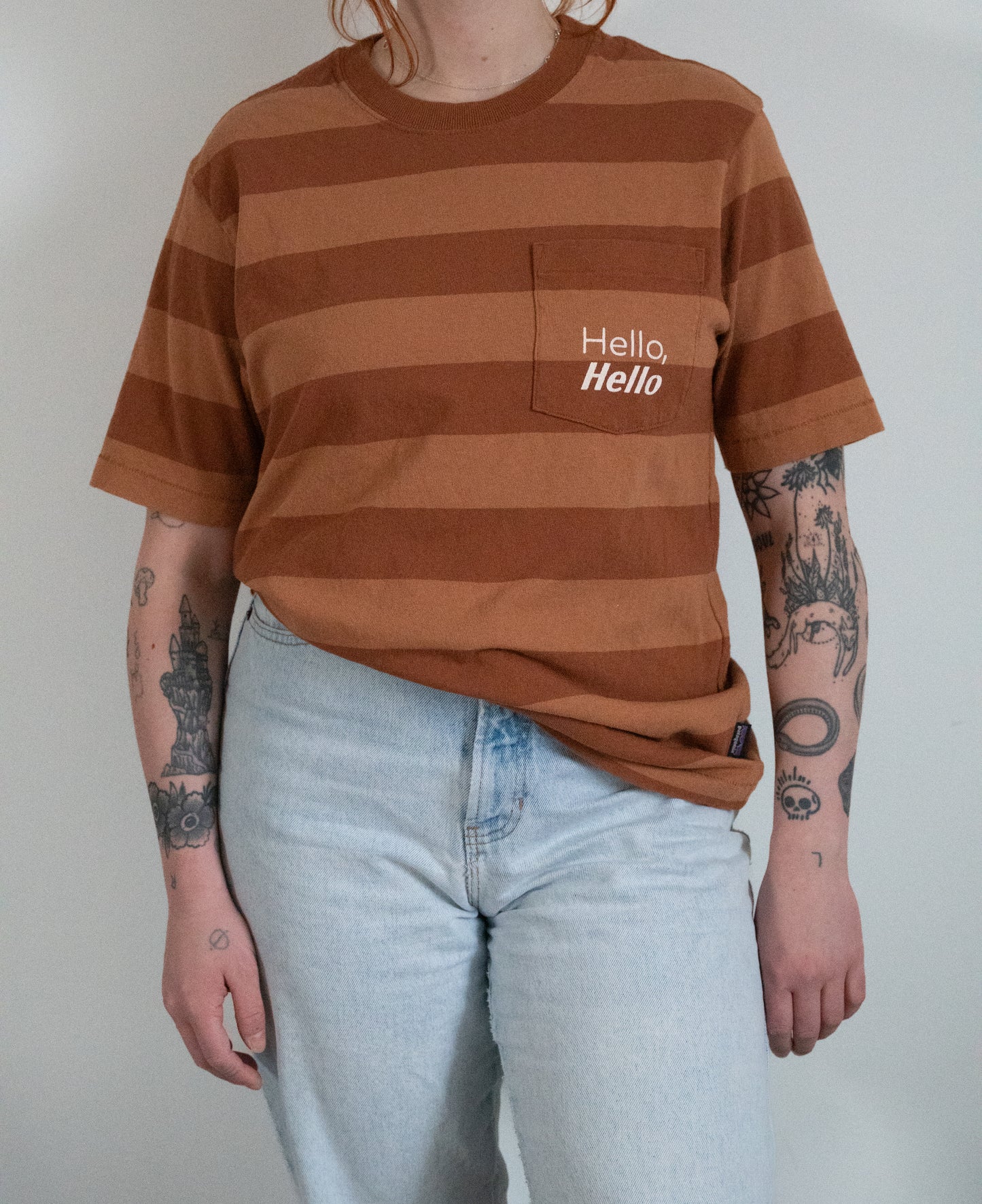 Hello, Hello Striped Tee - Size M