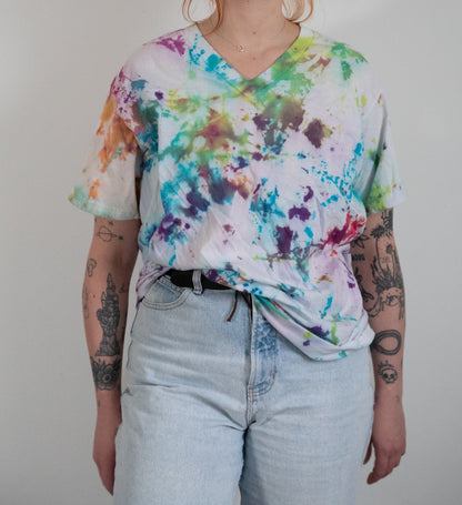 Hello, Hello Tie Dye V-Neck Tee - Size M